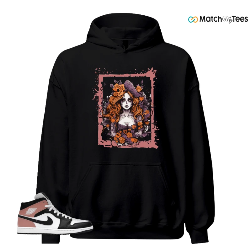 NIKE AIR JORDAN 1 MID WHITE RUST PINK BLACK SNEAKER Matching Tees hoodie
