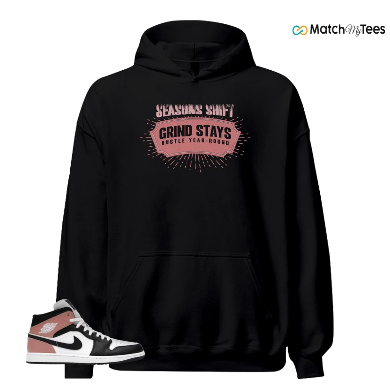 NIKE AIR JORDAN 1 MID WHITE RUST PINK BLACK SNEAKER Matching Tees hoodie