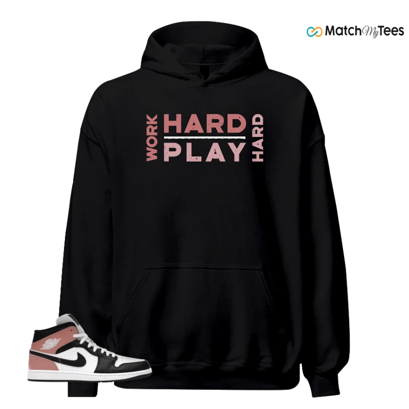 NIKE AIR JORDAN 1 MID WHITE RUST PINK BLACK SNEAKER Matching Tees hoodie