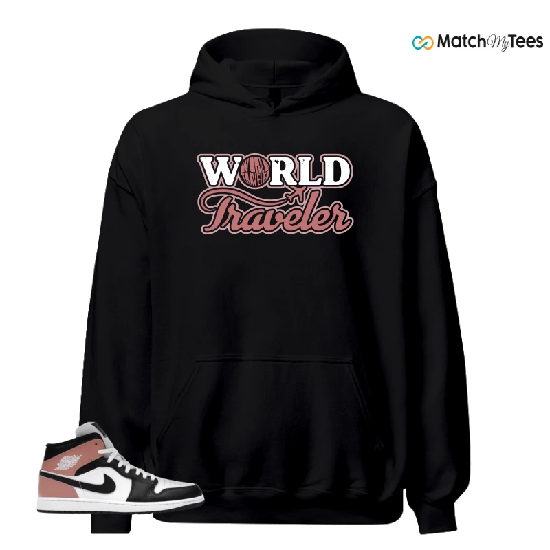 NIKE AIR JORDAN 1 MID WHITE RUST PINK BLACK SNEAKER Matching Tees hoodie