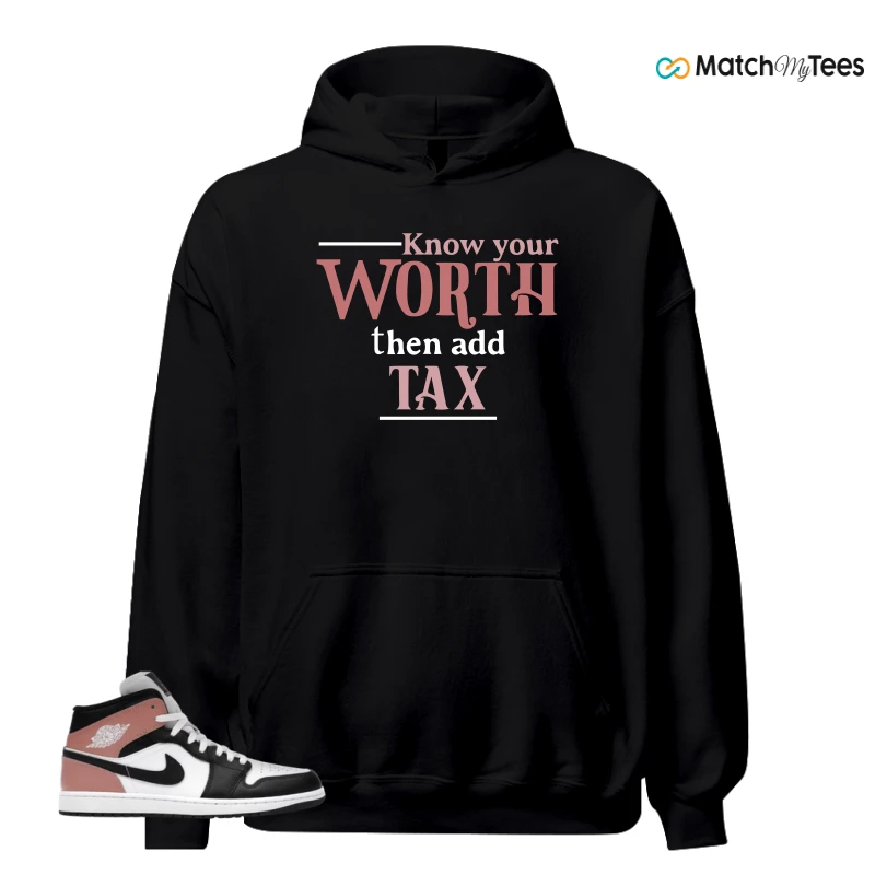 NIKE AIR JORDAN 1 MID WHITE RUST PINK BLACK SNEAKER Matching Tees hoodie