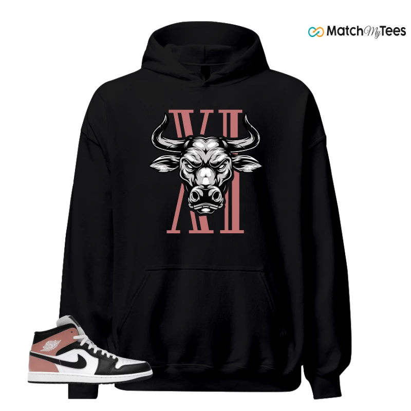NIKE AIR JORDAN 1 MID WHITE RUST PINK BLACK SNEAKER Matching Tees hoodie