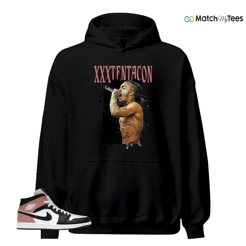 NIKE AIR JORDAN 1 MID WHITE RUST PINK BLACK SNEAKER Matching Tees hoodie