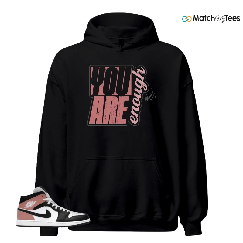NIKE AIR JORDAN 1 MID WHITE RUST PINK BLACK SNEAKER Matching Tees hoodie