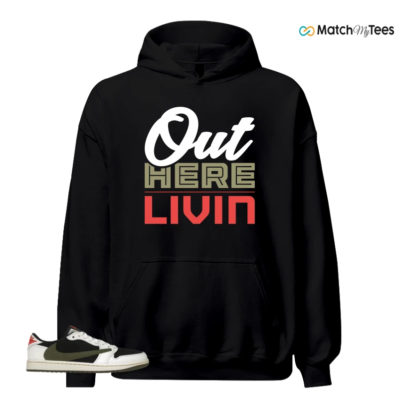 NIKE AIR JORDAN 1 RETRO LOW OG SP TRAVIS SCOTT OLIVE SNEAKER Matching Tees hoodie