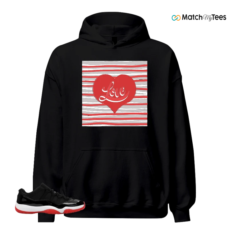 NIKE AIR JORDAN 11 RETRO LOW BRED 2025 SNEAKER/BLACK/WHITE-VARSITY RED matching Hoodie