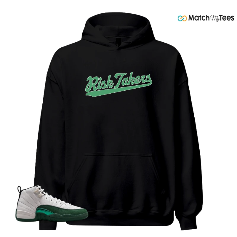 NIKE AIR JORDAN 12 RETRO BUCKS SNEAKER/SUMMIT WHITE/GORGE GREEN/BLACK/FIERCE PURPLE matching Hoodie