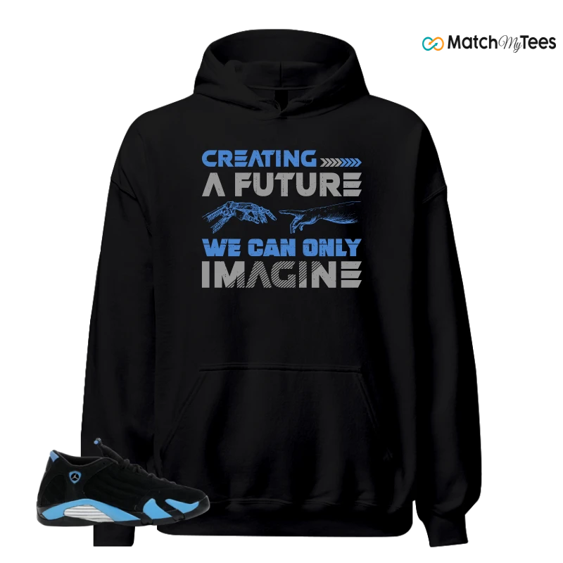 NIKE AIR JORDAN 14 RETRO BLACK UNIVERSITY BLUE (2026) (GS) SNEAKER Matching Tees hoodie