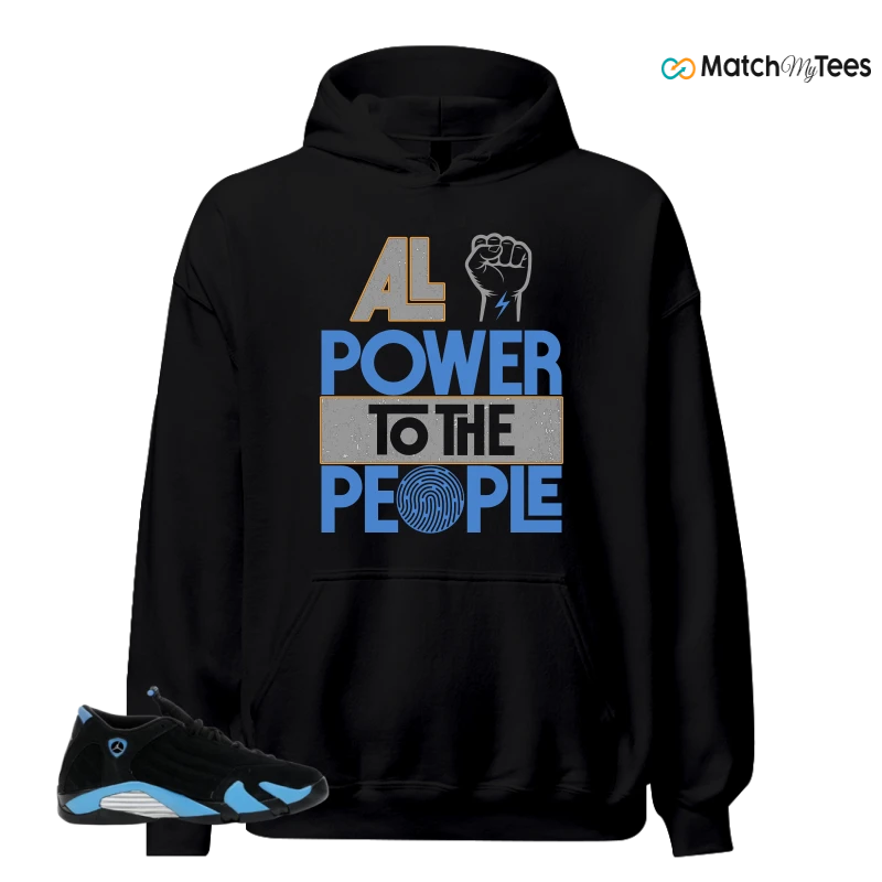 NIKE AIR JORDAN 14 RETRO BLACK UNIVERSITY BLUE (2026) (GS) SNEAKER Matching Tees hoodie