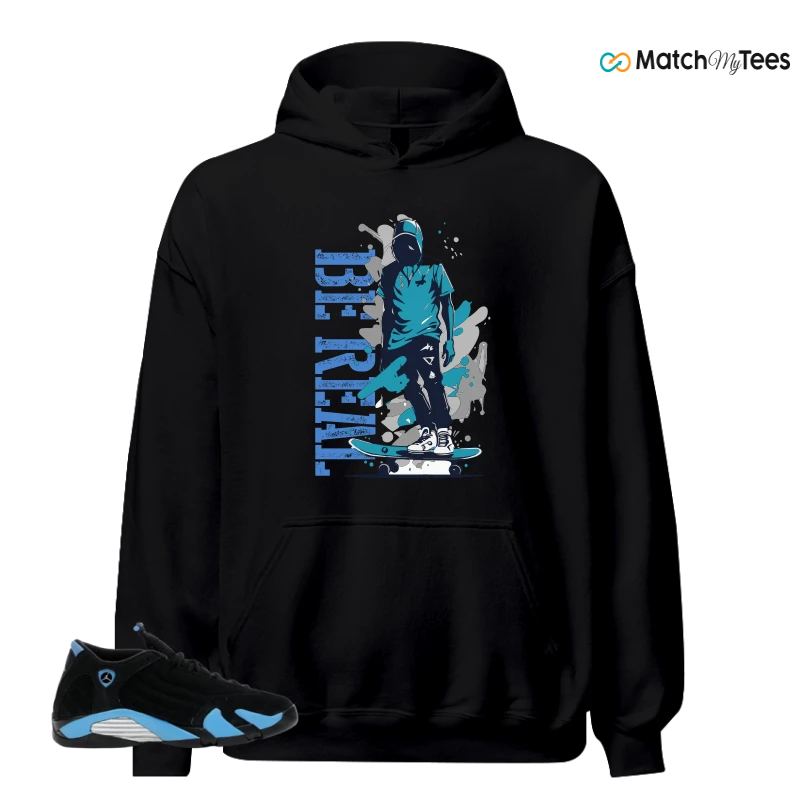 NIKE AIR JORDAN 14 RETRO BLACK UNIVERSITY BLUE (2026) (GS) SNEAKER Matching Tees hoodie