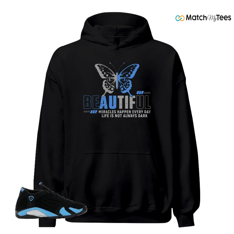 NIKE AIR JORDAN 14 RETRO BLACK UNIVERSITY BLUE (2026) (GS) SNEAKER Matching Tees hoodie
