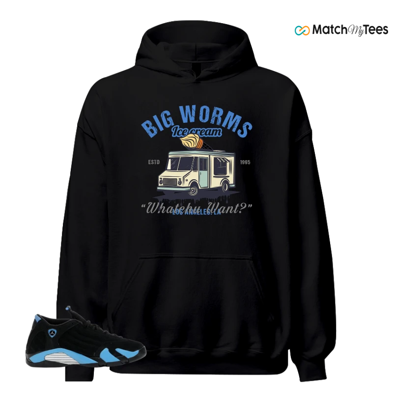 NIKE AIR JORDAN 14 RETRO BLACK UNIVERSITY BLUE (2026) (GS) SNEAKER Matching Tees hoodie