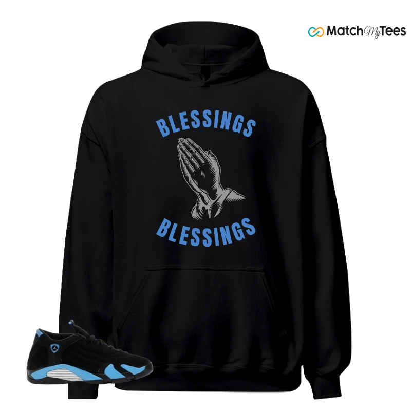 NIKE AIR JORDAN 14 RETRO BLACK UNIVERSITY BLUE (2026) (GS) SNEAKER Matching Tees hoodie