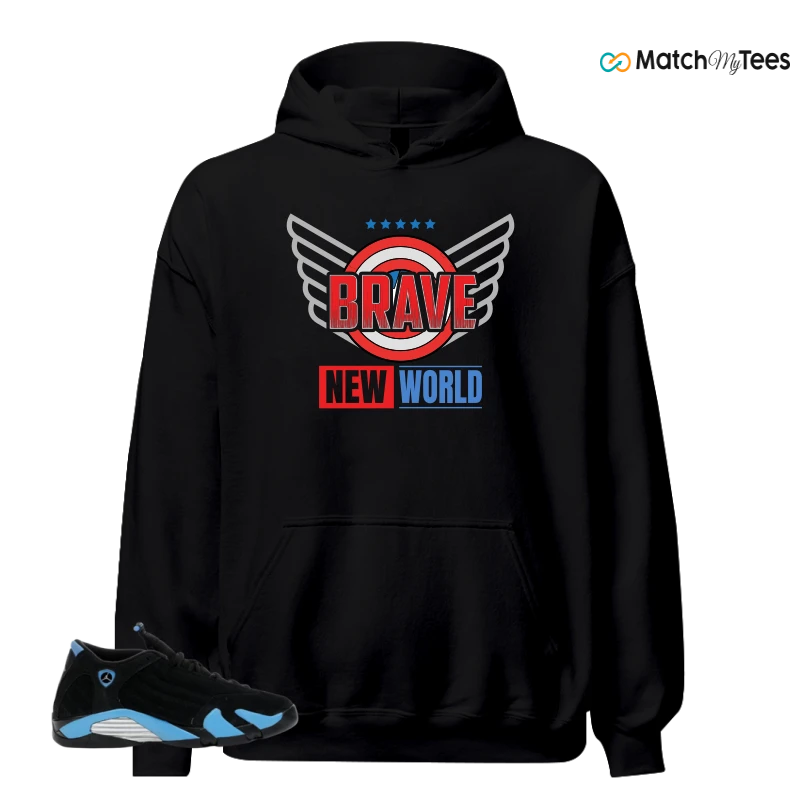 NIKE AIR JORDAN 14 RETRO BLACK UNIVERSITY BLUE (2026) (GS) SNEAKER Matching Tees hoodie