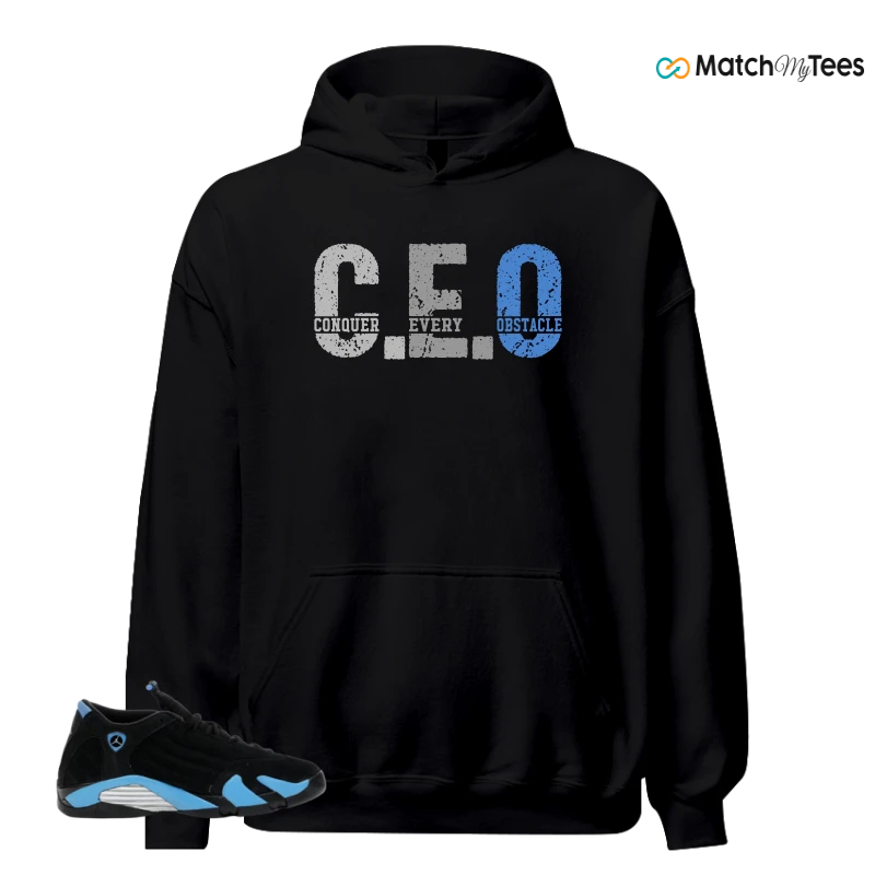 NIKE AIR JORDAN 14 RETRO BLACK UNIVERSITY BLUE (2026) (GS) SNEAKER Matching Tees hoodie