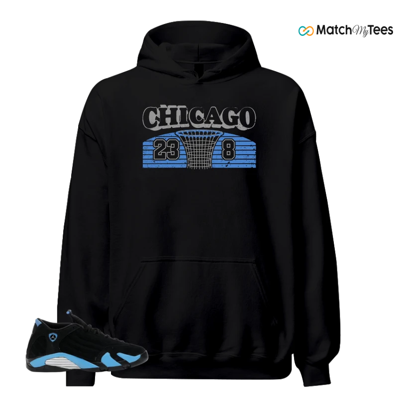 NIKE AIR JORDAN 14 RETRO BLACK UNIVERSITY BLUE (2026) (GS) SNEAKER Matching Tees hoodie