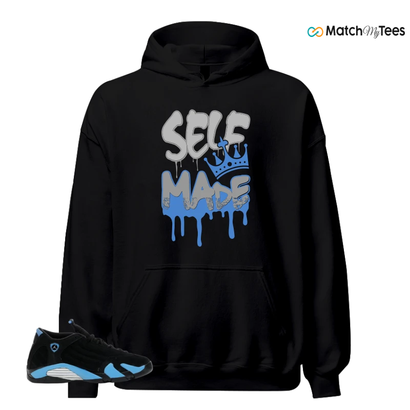 NIKE AIR JORDAN 14 RETRO BLACK UNIVERSITY BLUE (2026) (GS) SNEAKER Matching Tees hoodie