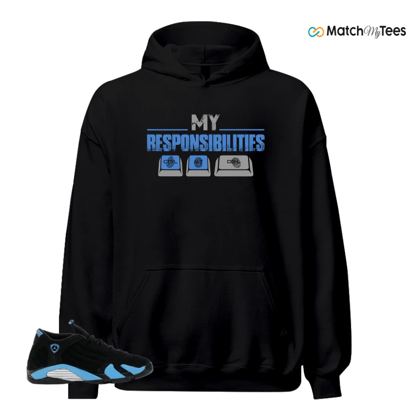NIKE AIR JORDAN 14 RETRO BLACK UNIVERSITY BLUE (2026) (GS) SNEAKER Matching Tees hoodie