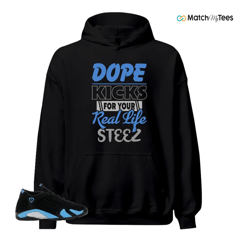 NIKE AIR JORDAN 14 RETRO BLACK UNIVERSITY BLUE (2026) (GS) SNEAKER Matching Tees hoodie