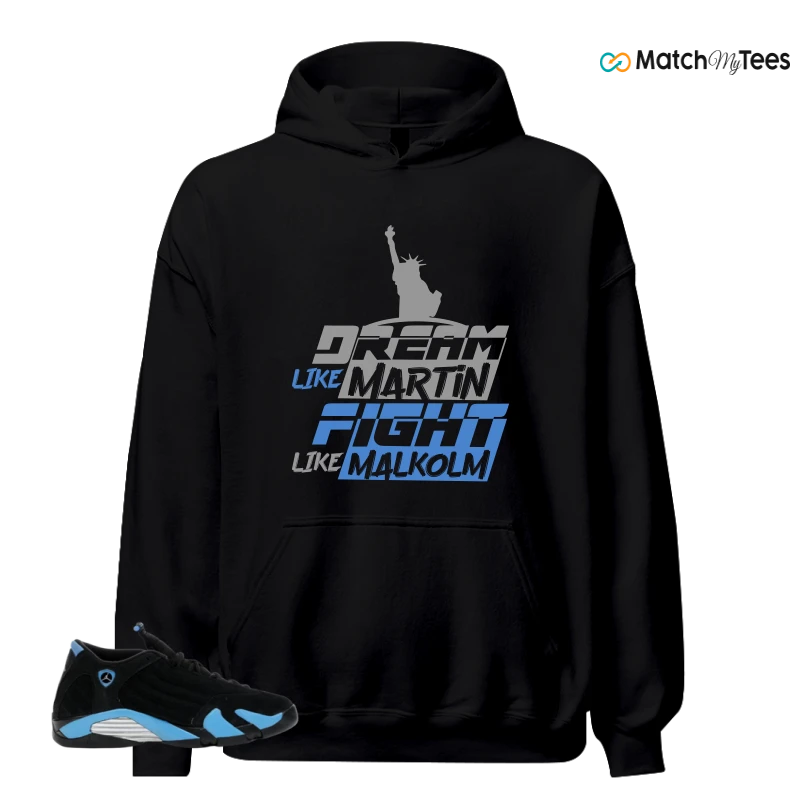 NIKE AIR JORDAN 14 RETRO BLACK UNIVERSITY BLUE (2026) (GS) SNEAKER Matching Tees hoodie