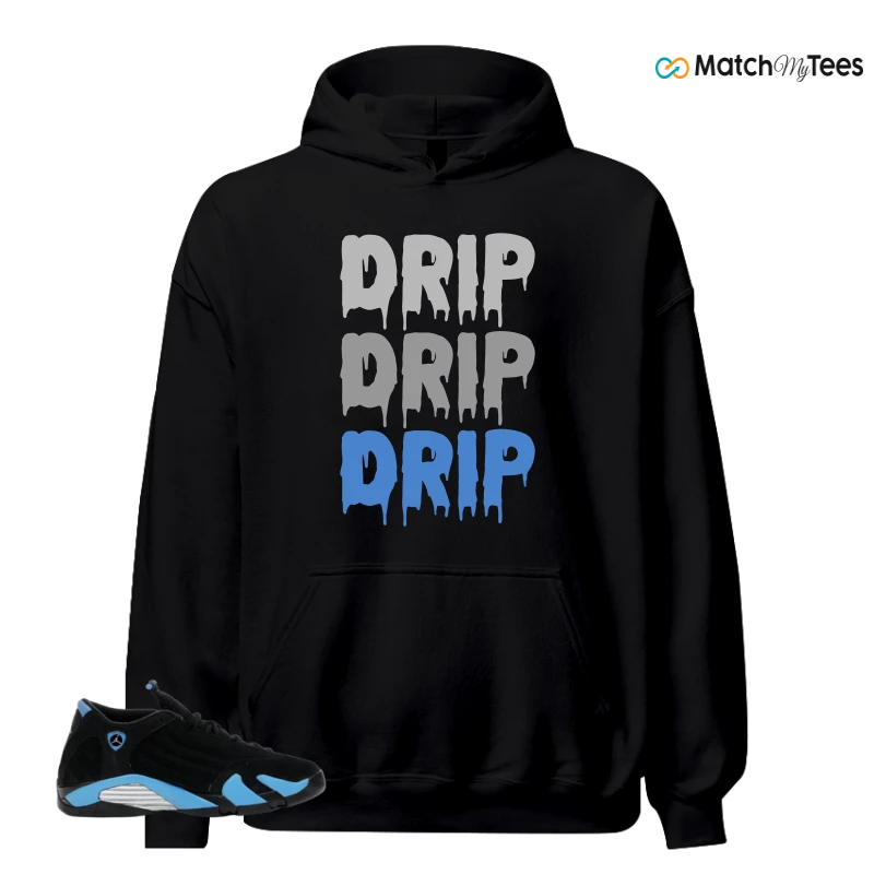 NIKE AIR JORDAN 14 RETRO BLACK UNIVERSITY BLUE (2026) (GS) SNEAKER Matching Tees hoodie