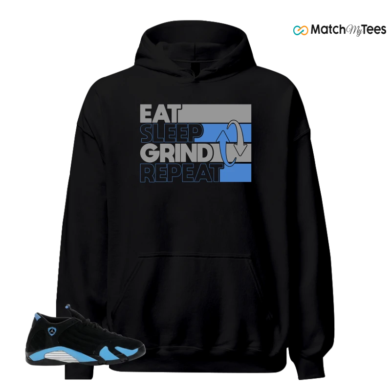 NIKE AIR JORDAN 14 RETRO BLACK UNIVERSITY BLUE (2026) (GS) SNEAKER Matching Tees hoodie