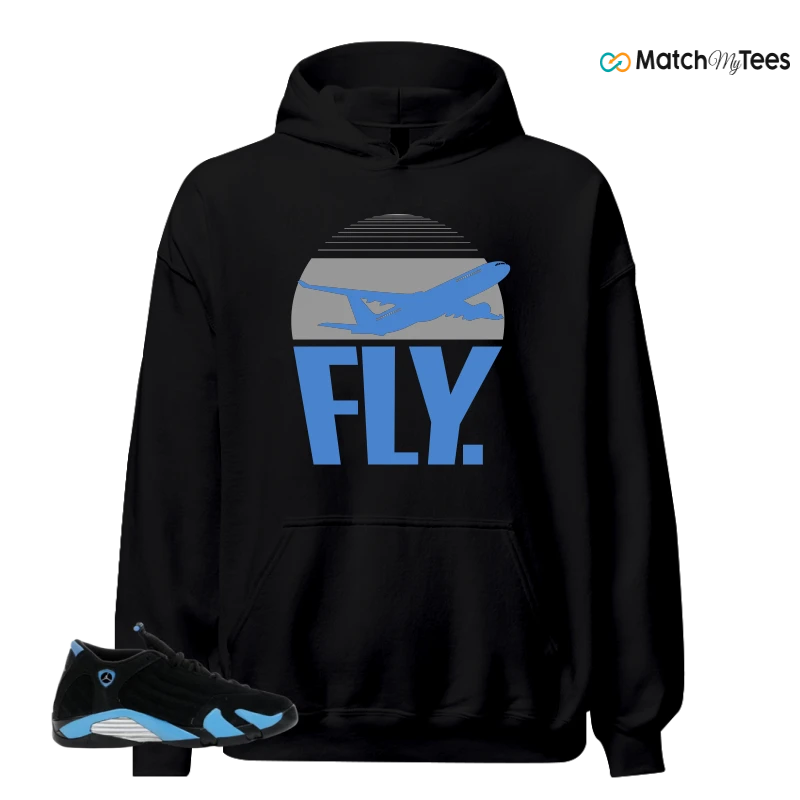 NIKE AIR JORDAN 14 RETRO BLACK UNIVERSITY BLUE (2026) (GS) SNEAKER Matching Tees hoodie