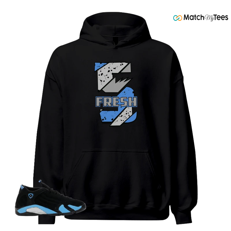 NIKE AIR JORDAN 14 RETRO BLACK UNIVERSITY BLUE (2026) (GS) SNEAKER Matching Tees hoodie
