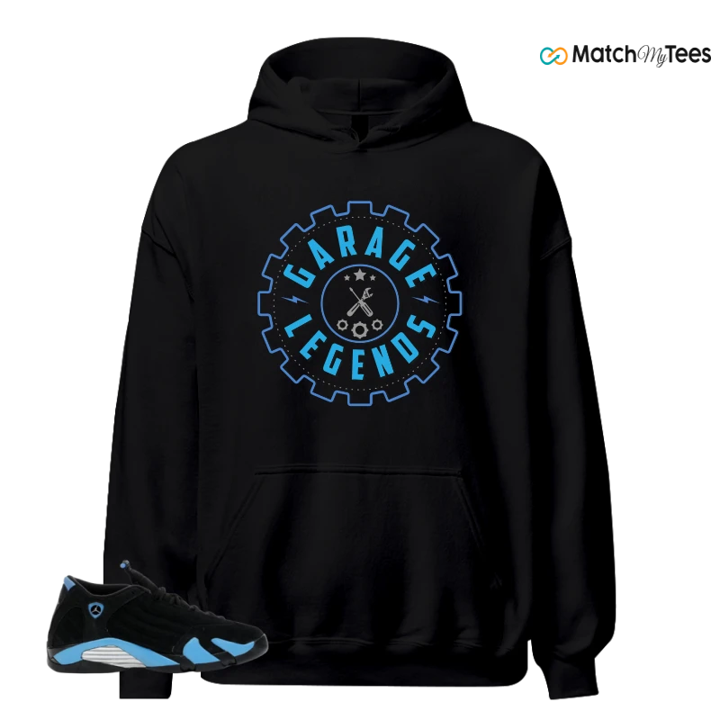 NIKE AIR JORDAN 14 RETRO BLACK UNIVERSITY BLUE (2026) (GS) SNEAKER Matching Tees hoodie