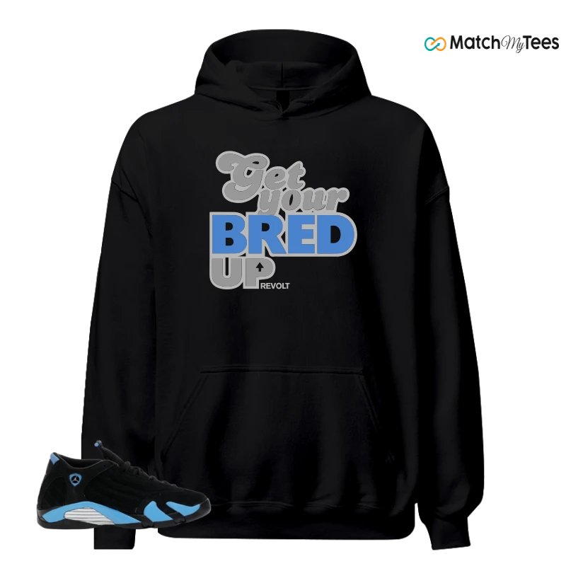 NIKE AIR JORDAN 14 RETRO BLACK UNIVERSITY BLUE (2026) (GS) SNEAKER Matching Tees hoodie