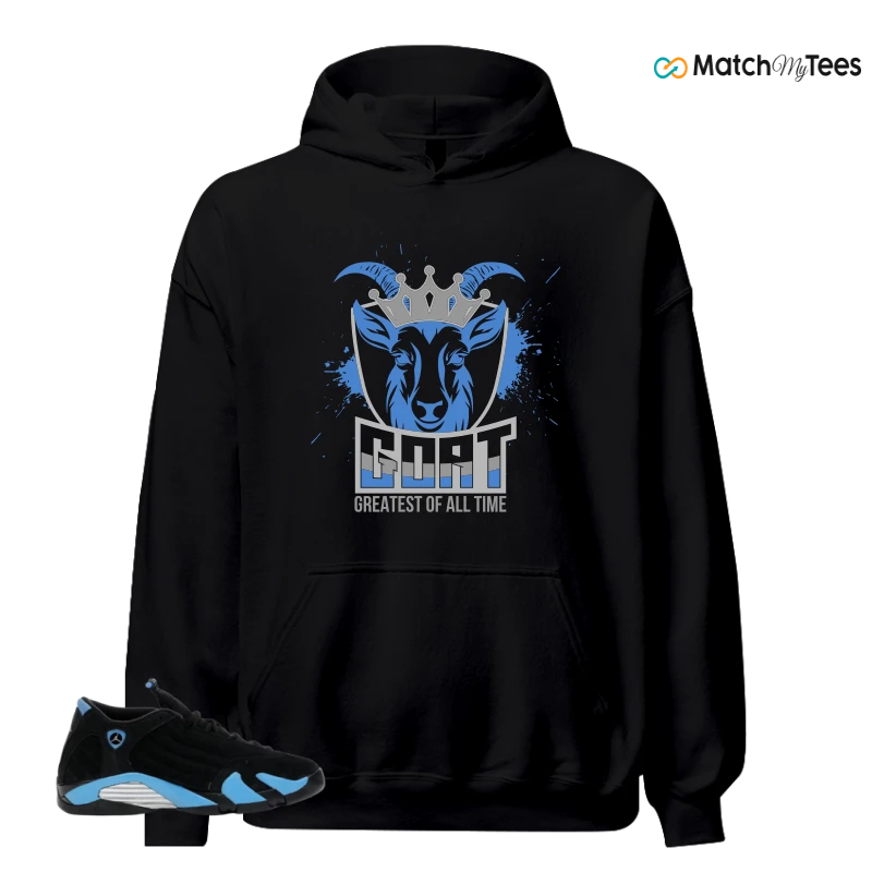 NIKE AIR JORDAN 14 RETRO BLACK UNIVERSITY BLUE (2026) (GS) SNEAKER Matching Tees hoodie