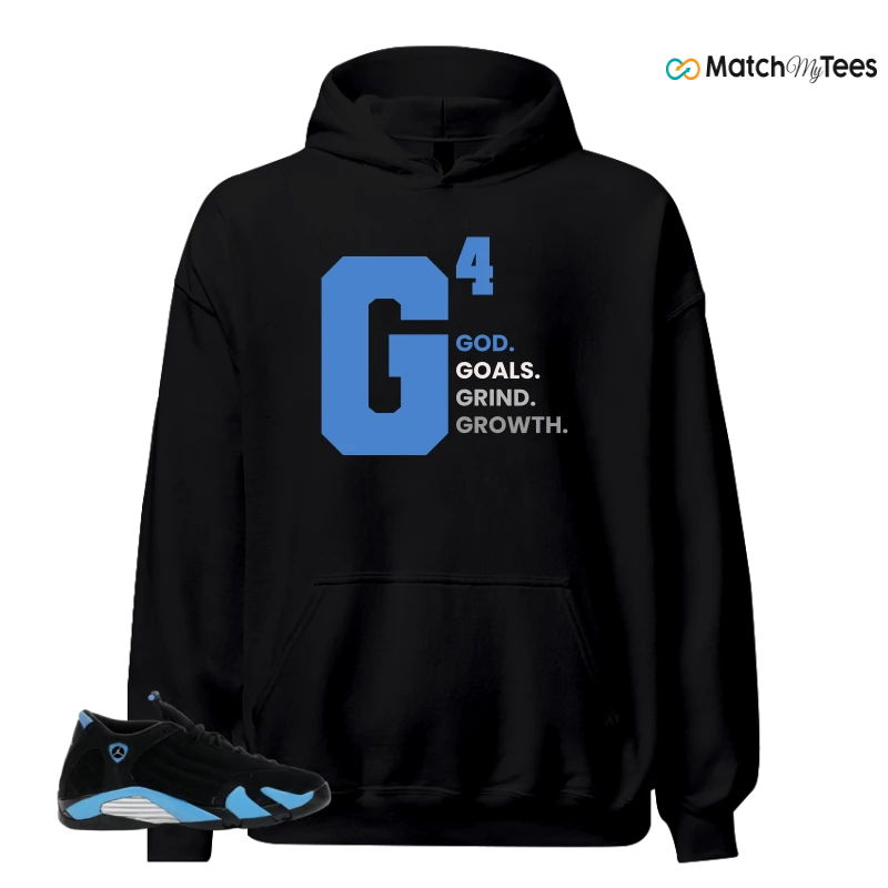 NIKE AIR JORDAN 14 RETRO BLACK UNIVERSITY BLUE (2026) (GS) SNEAKER Matching Tees hoodie