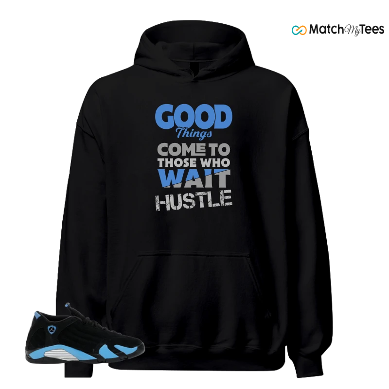 NIKE AIR JORDAN 14 RETRO BLACK UNIVERSITY BLUE (2026) (GS) SNEAKER Matching Tees hoodie
