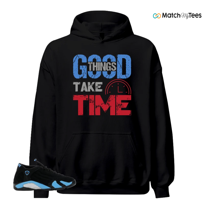 NIKE AIR JORDAN 14 RETRO BLACK UNIVERSITY BLUE (2026) (GS) SNEAKER Matching Tees hoodie