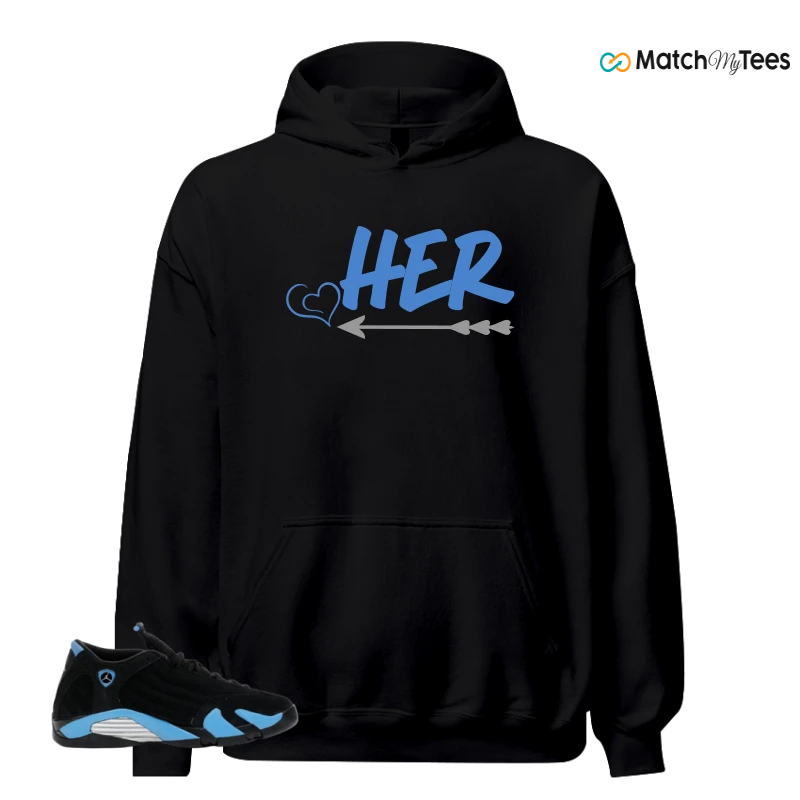 NIKE AIR JORDAN 14 RETRO BLACK UNIVERSITY BLUE (2026) (GS) SNEAKER Matching Tees hoodie