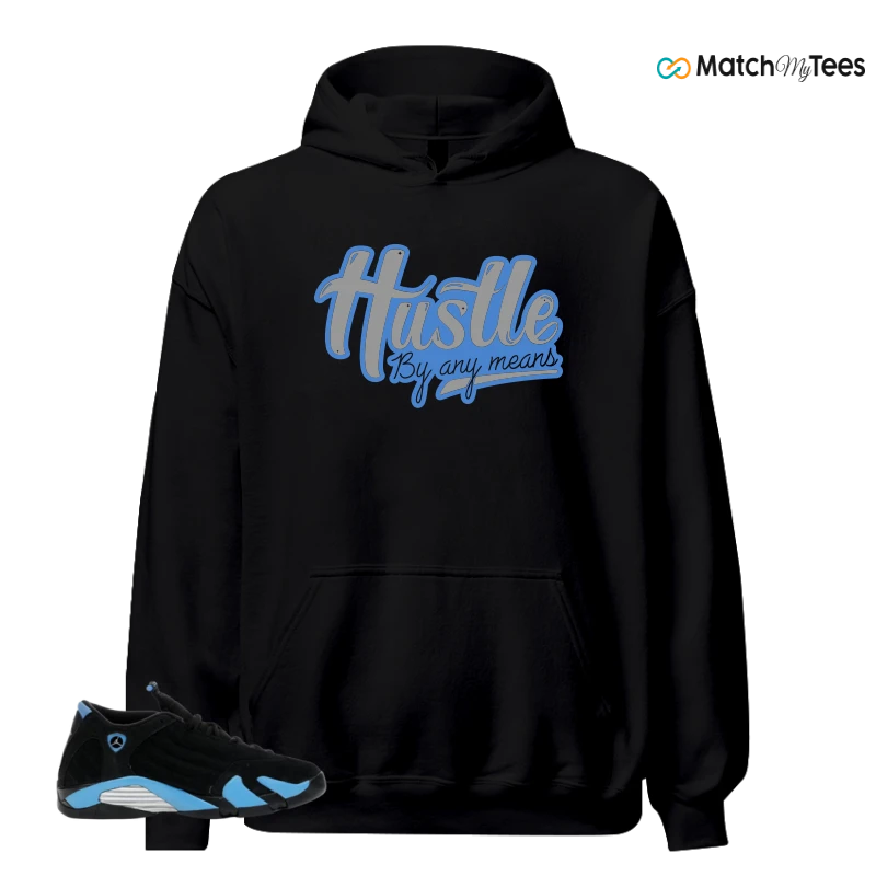 NIKE AIR JORDAN 14 RETRO BLACK UNIVERSITY BLUE (2026) (GS) SNEAKER Matching Tees hoodie
