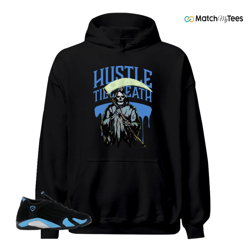 NIKE AIR JORDAN 14 RETRO BLACK UNIVERSITY BLUE (2026) (GS) SNEAKER Matching Tees hoodie