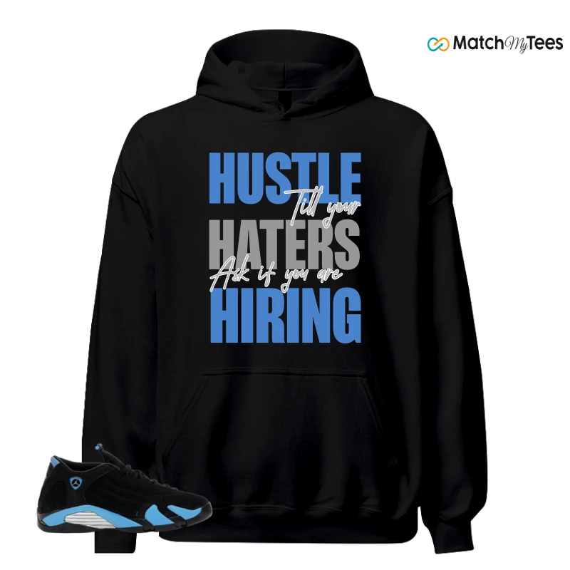 NIKE AIR JORDAN 14 RETRO BLACK UNIVERSITY BLUE (2026) (GS) SNEAKER Matching Tees hoodie