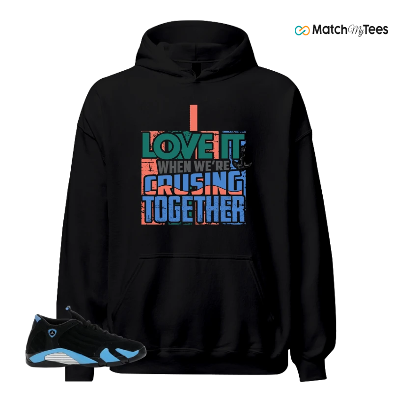 NIKE AIR JORDAN 14 RETRO BLACK UNIVERSITY BLUE (2026) (GS) SNEAKER Matching Tees hoodie
