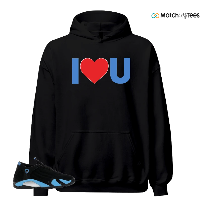 NIKE AIR JORDAN 14 RETRO BLACK UNIVERSITY BLUE (2026) (GS) SNEAKER Matching Tees hoodie