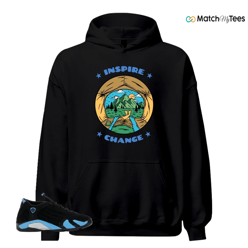 NIKE AIR JORDAN 14 RETRO BLACK UNIVERSITY BLUE (2026) (GS) SNEAKER Matching Tees hoodie