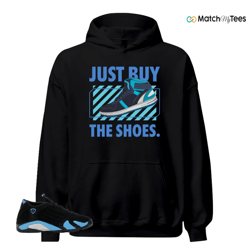 NIKE AIR JORDAN 14 RETRO BLACK UNIVERSITY BLUE (2026) (GS) SNEAKER Matching Tees hoodie