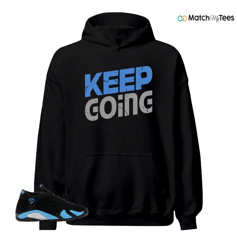 NIKE AIR JORDAN 14 RETRO BLACK UNIVERSITY BLUE (2026) (GS) SNEAKER Matching Tees hoodie