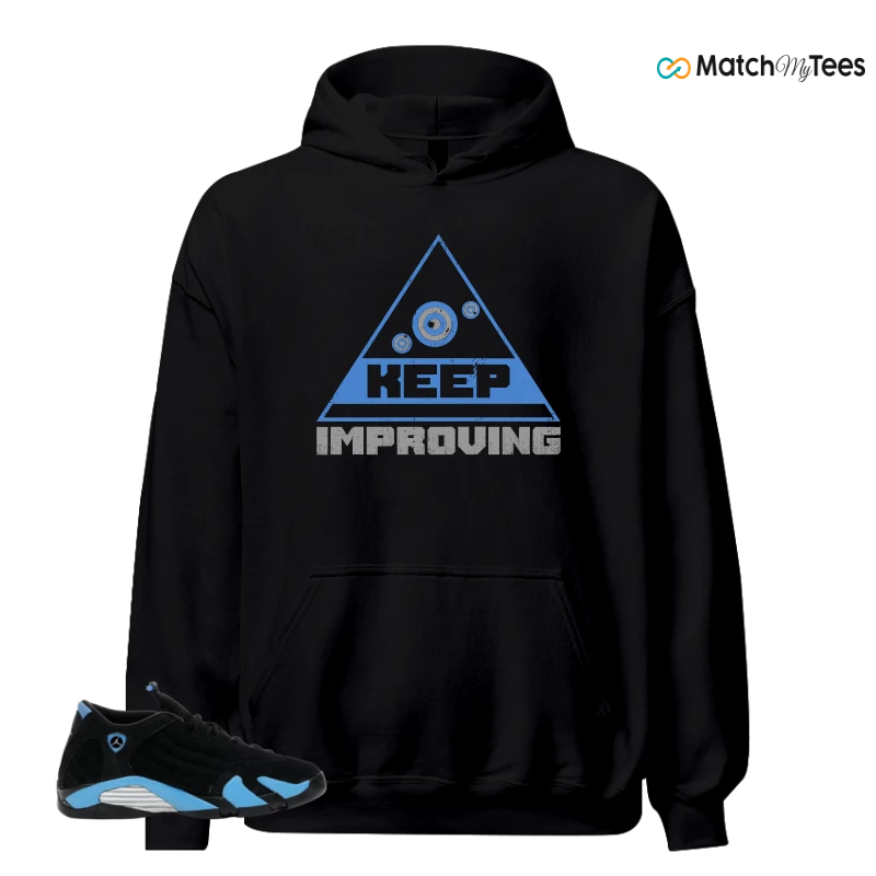 NIKE AIR JORDAN 14 RETRO BLACK UNIVERSITY BLUE (2026) (GS) SNEAKER Matching Tees hoodie