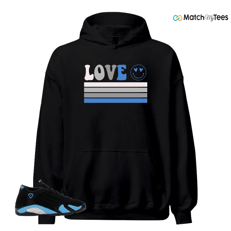 NIKE AIR JORDAN 14 RETRO BLACK UNIVERSITY BLUE (2026) (GS) SNEAKER Matching Tees hoodie