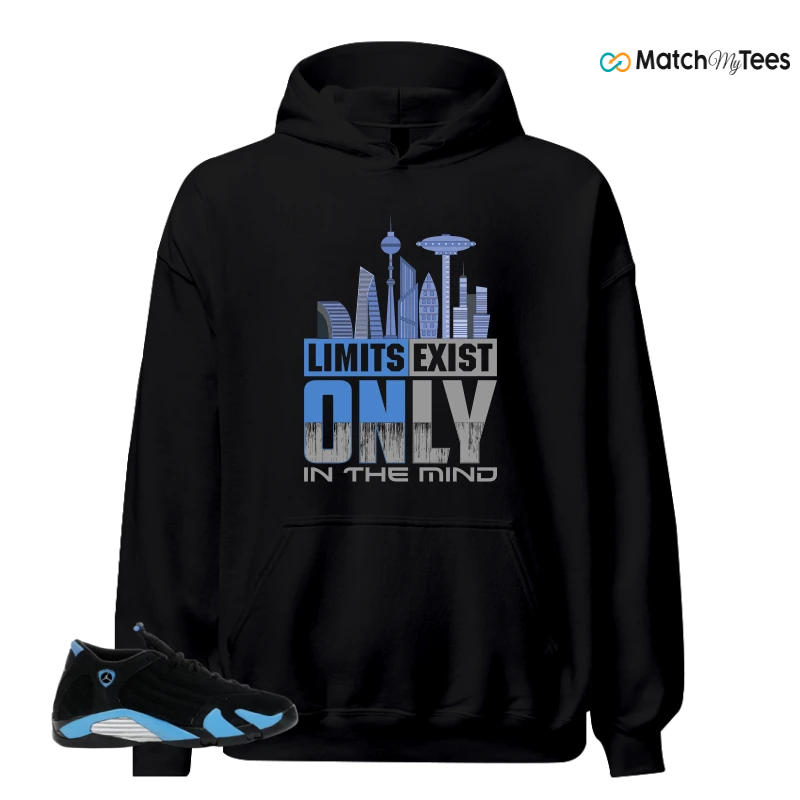 NIKE AIR JORDAN 14 RETRO BLACK UNIVERSITY BLUE (2026) (GS) SNEAKER Matching Tees hoodie