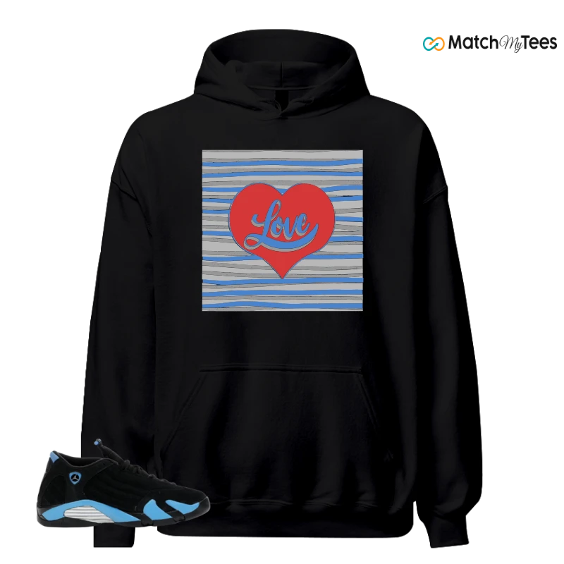 NIKE AIR JORDAN 14 RETRO BLACK UNIVERSITY BLUE (2026) (GS) SNEAKER Matching Tees hoodie