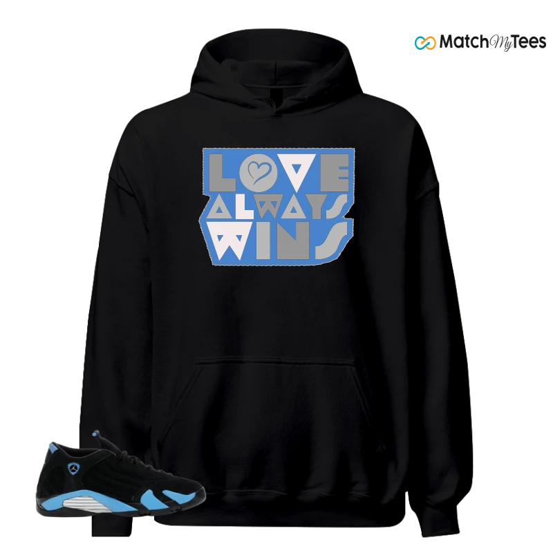 NIKE AIR JORDAN 14 RETRO BLACK UNIVERSITY BLUE (2026) (GS) SNEAKER Matching Tees hoodie