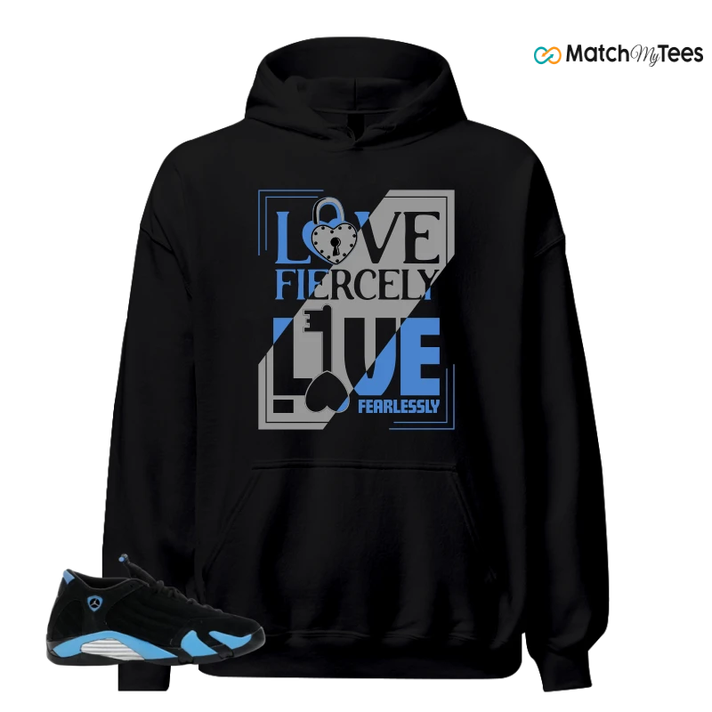 NIKE AIR JORDAN 14 RETRO BLACK UNIVERSITY BLUE (2026) (GS) SNEAKER Matching Tees hoodie