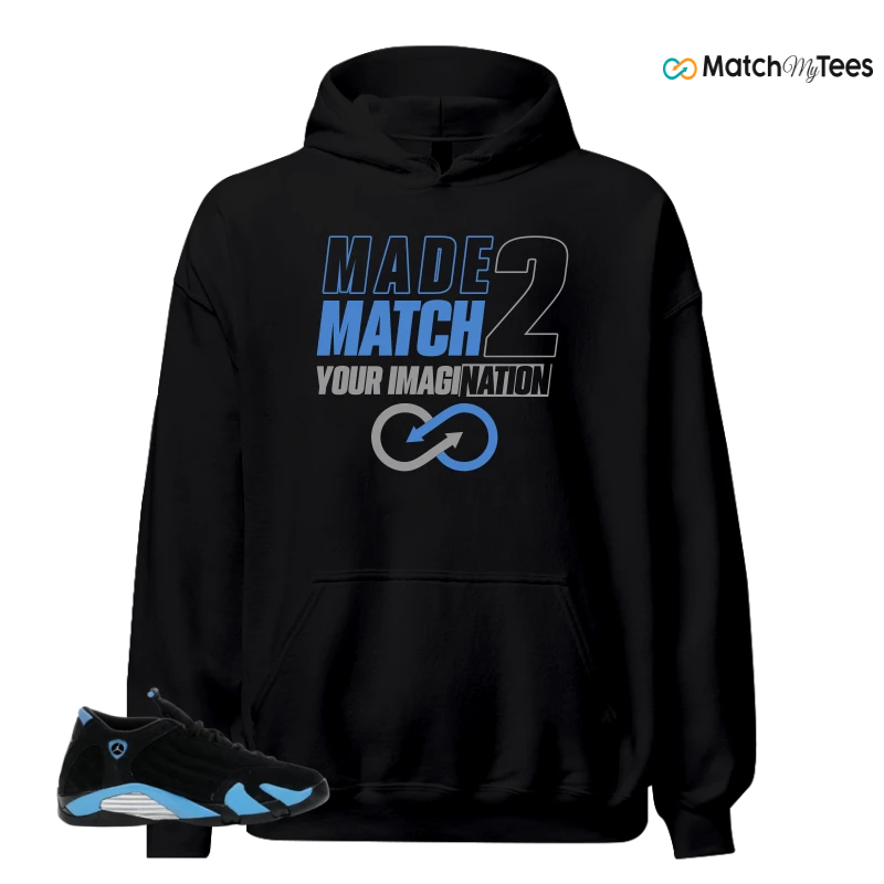 NIKE AIR JORDAN 14 RETRO BLACK UNIVERSITY BLUE (2026) (GS) SNEAKER Matching Tees hoodie